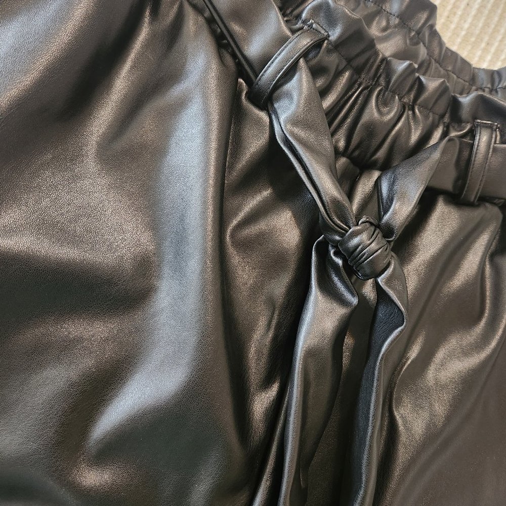 Paperbag Faux Leather Shorts